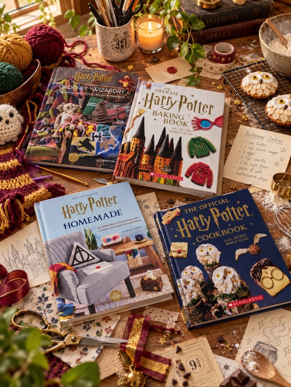 Set of 4 Harry Potter activity and recipe books Crafting Baking Cooking NWOT